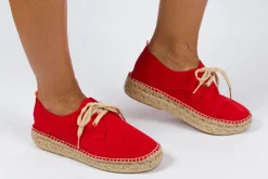 Abarca Shoes Alpargatas De Verano^Blucher Piel Rojo 556