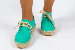Abarca Shoes Alpargatas Con Cordones^Blucher Piel Turquesa