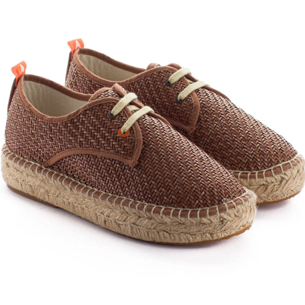 Abarca Shoes Alpargatas Con Cordones^Blucher Rafia Marron