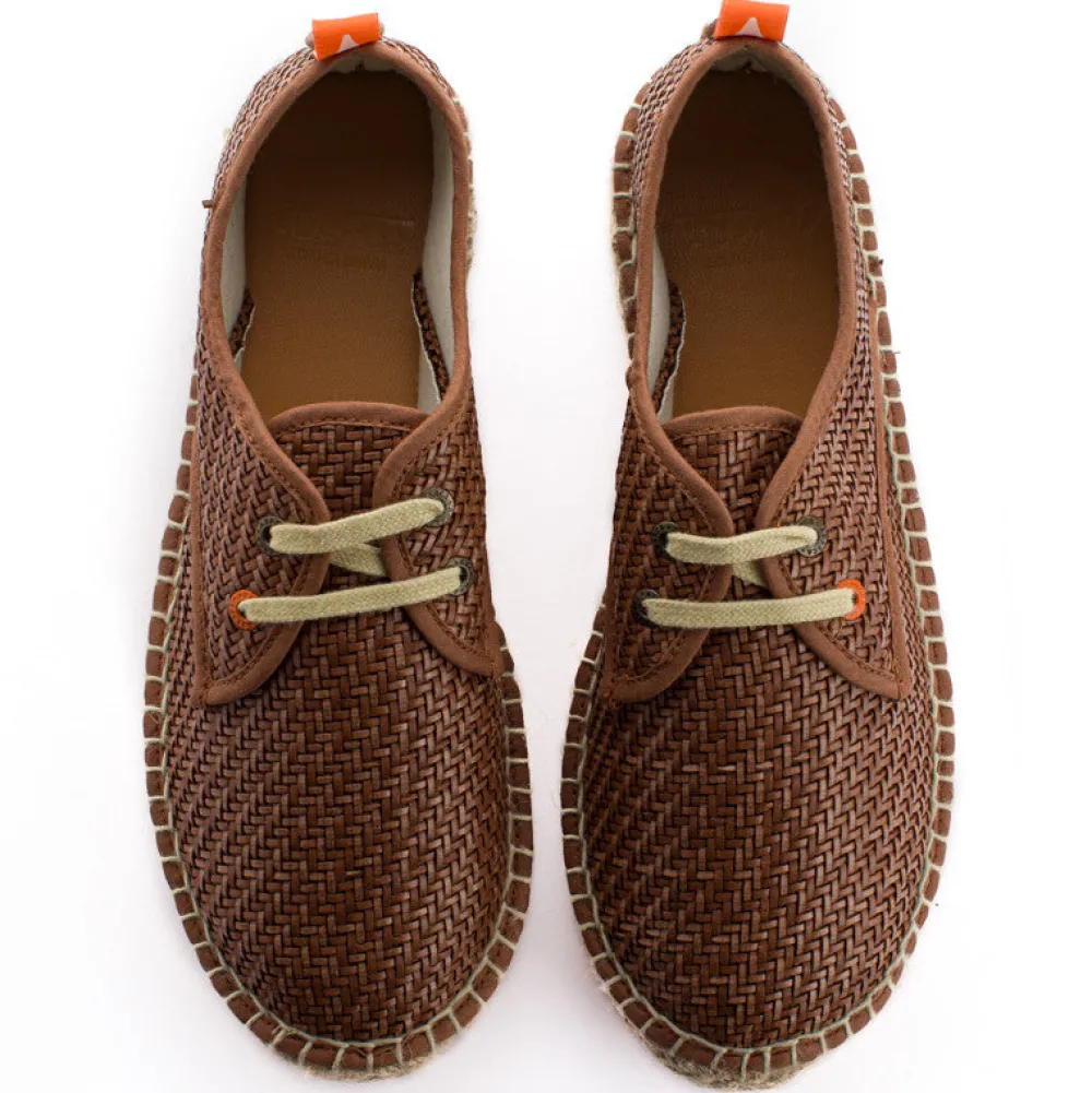 Abarca Shoes Alpargatas Con Cordones^Blucher Rafia Marron