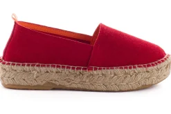 Abarca Shoes Alpargatas De Verano^Camping Piel Rojo Para Mujer