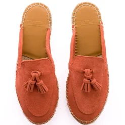 Abarca Shoes Alpargata Mocasín^Mocasín Abierto Borlas Piel Coral