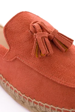 Abarca Shoes Alpargata Mocasín^Mocasín Abierto Borlas Piel Coral