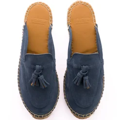 Abarca Shoes Alpargata Mocasín^Mocasín Abierto Borlas Piel Aguamar