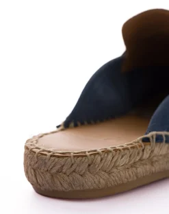 Abarca Shoes Alpargata Mocasín^Mocasín Abierto Borlas Piel Aguamar