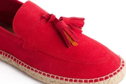 Abarca Shoes Alpargata Mocasín^Mocasín Borlas Piel Rojo