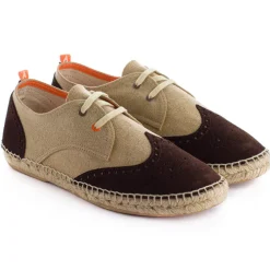 Abarca Shoes Alpargatas De Verano^Oxford Piel Beige + Chocolate