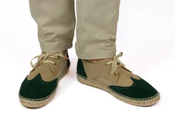 Abarca Shoes Alpargatas Oxford^Oxford Piel Beige + Esmeralda