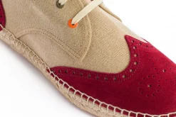 Abarca Shoes Alpargatas Oxford^Oxford Piel Beige + Rojo Ingles