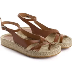 Abarca Shoes Sandalias Yute^Sandalias De Yute Piel Menorca Camel