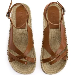 Abarca Shoes Sandalias Yute^Sandalias De Yute Piel Menorca Camel