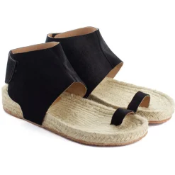 Abarca Shoes Sandalias Yute^Sandalias Piel Ibiza Negro