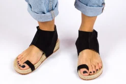 Abarca Shoes Sandalias Yute^Sandalias Piel Ibiza Negro