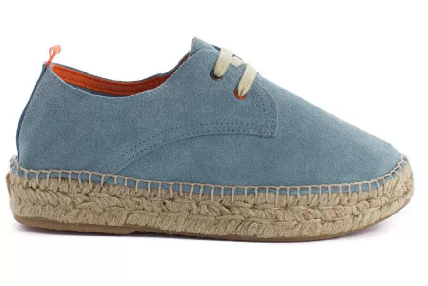 Alpargatas De Verano^Abarca Shoes Blucher Piel Celeste