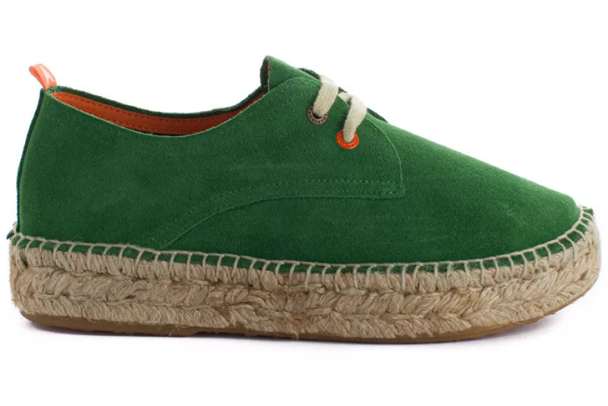 Alpargatas De Verano^Abarca Shoes Blucher Piel Verde