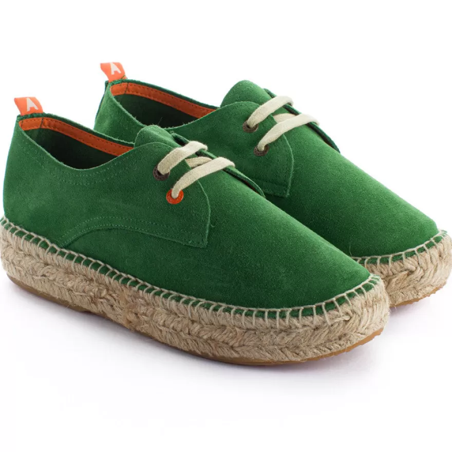 Alpargatas De Verano^Abarca Shoes Blucher Piel Verde