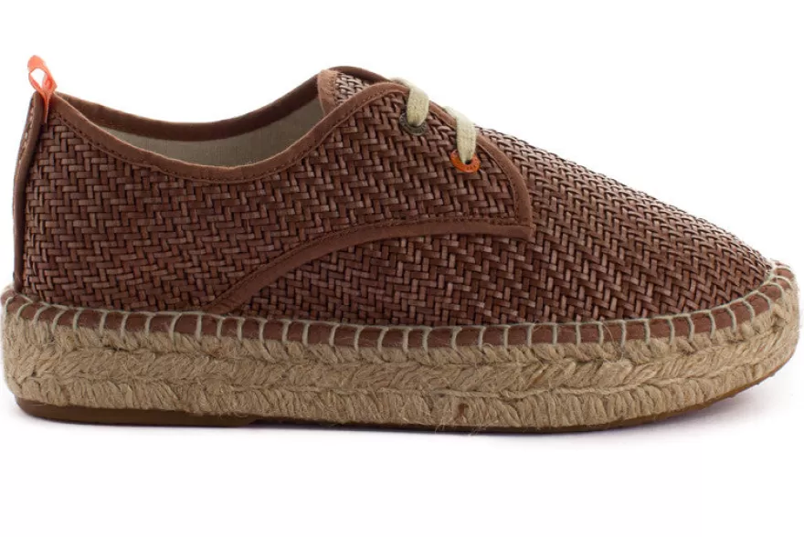 Alpargatas De Verano^Abarca Shoes Blucher Rafia Marron