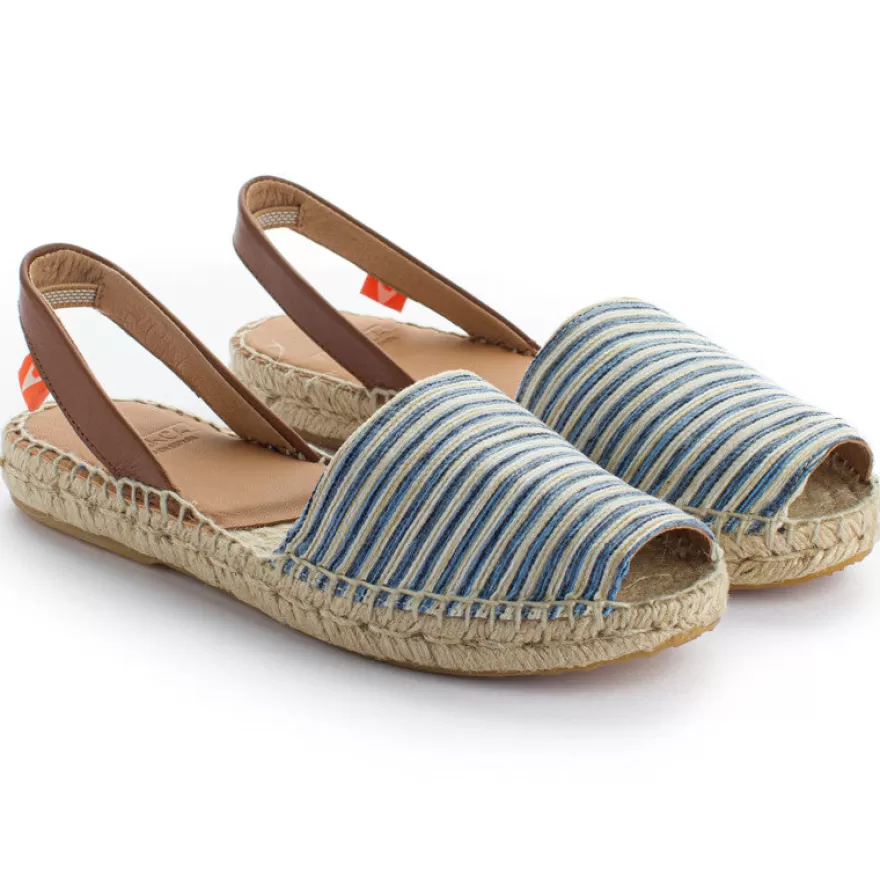 Menorquinas^Abarca Shoes Menorquinas Piel Con Rayas Azules