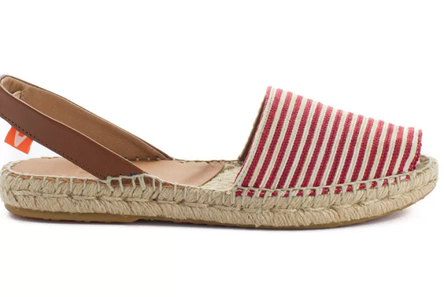 Menorquinas^Abarca Shoes Menorquinas Piel Con Rayas Rojas