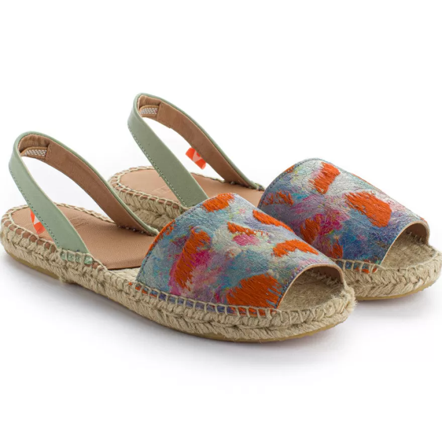 Alpargatas De Verano^Abarca Shoes Menorquinas Piel Fantasia Naranja