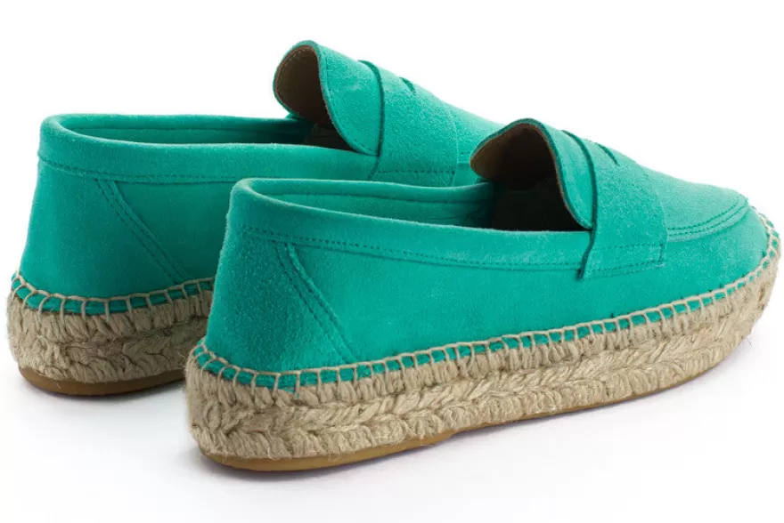 Alpargatas De Verano^Abarca Shoes Mocasín Piel Turquesa