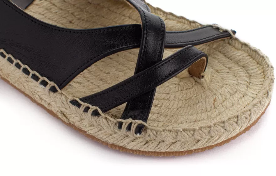 Alpargatas De Verano^Abarca Shoes Sandalias De Yute Piel Menorca Color Negro